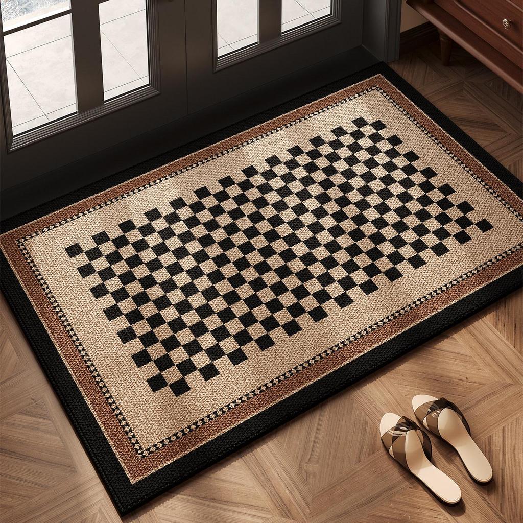 Vintage Door Mat: High-End, Non-Slip, Easy Clean, Cuttable, Dirt-Resistant, Wash-Free for Home Use