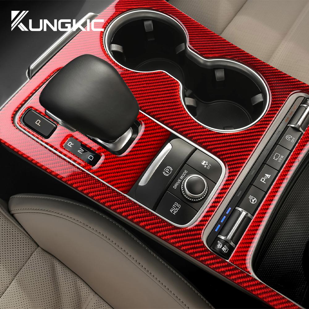 Real Soft Carbon Fiber Sticker For Kia Stinger CK 2019 2020 2021 2022 2023 LHD Car Central Gear Shift Panel Trim Accessories