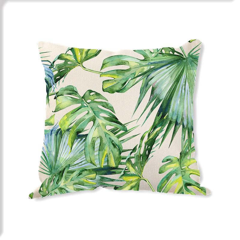

Comfortable And Soft Linen Cushion Cover With Leaf Print For Spaces Various StyleB