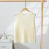 Summer Women's Knitted Vest V-neck Single-breasted Pocket Sleeveless Top Loose Women's Vest