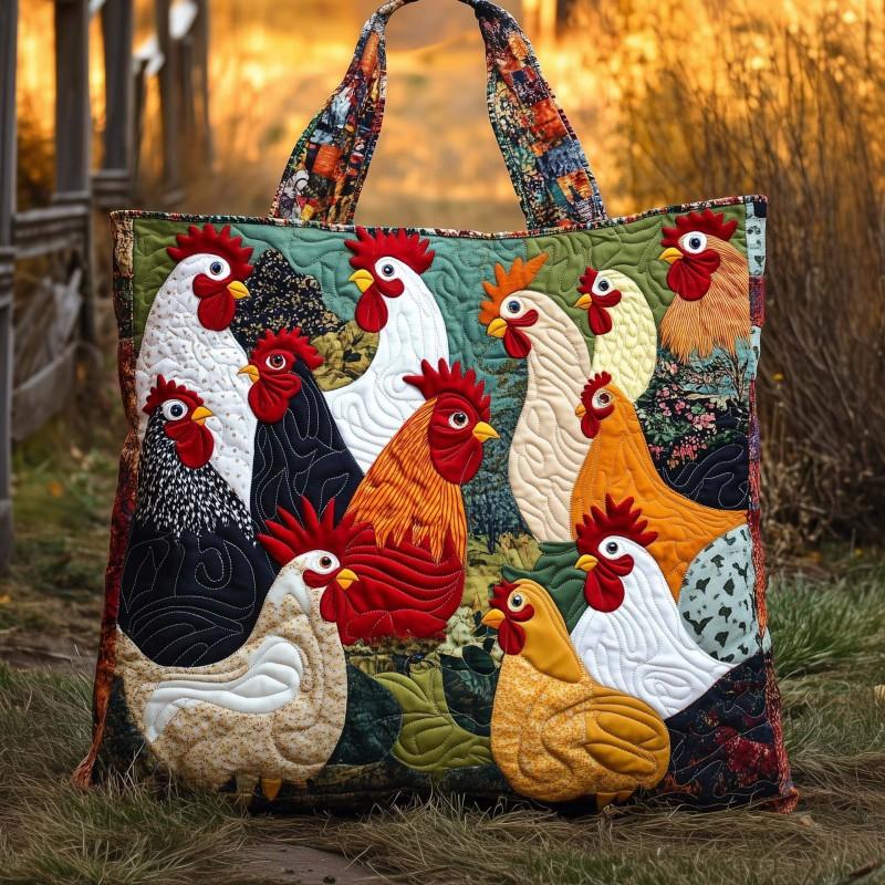 Chick Print Quilted Tote Bag Crossbody Medium Size Street Style Daily Use