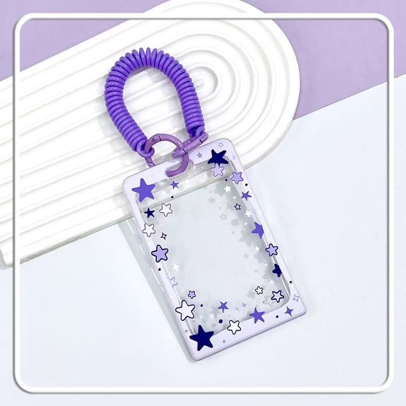 Star Sliding Cover Card Holder Transparent Portable Id Protector Kpop Photocard Photo Case Student School Card Bus Card Holder