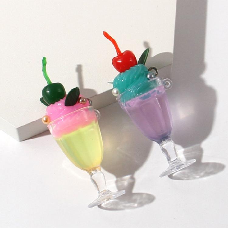 Fun Colorful Juice Cup Charm Keychain Fruit Juice Drink Cup Pendant Keyring