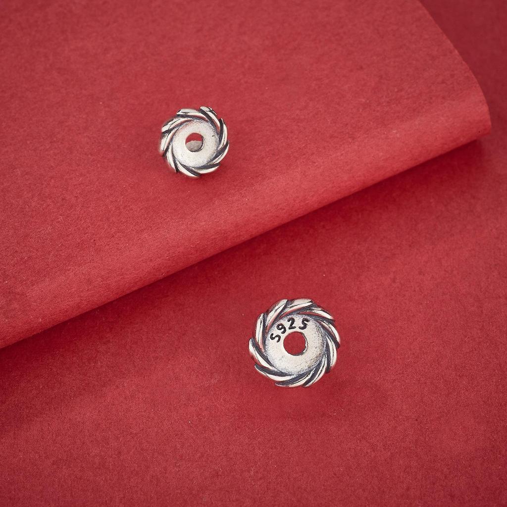 S925 Sterling Silver Spiral Spacer Bead Charm for DIY Bracelets & Necklaces