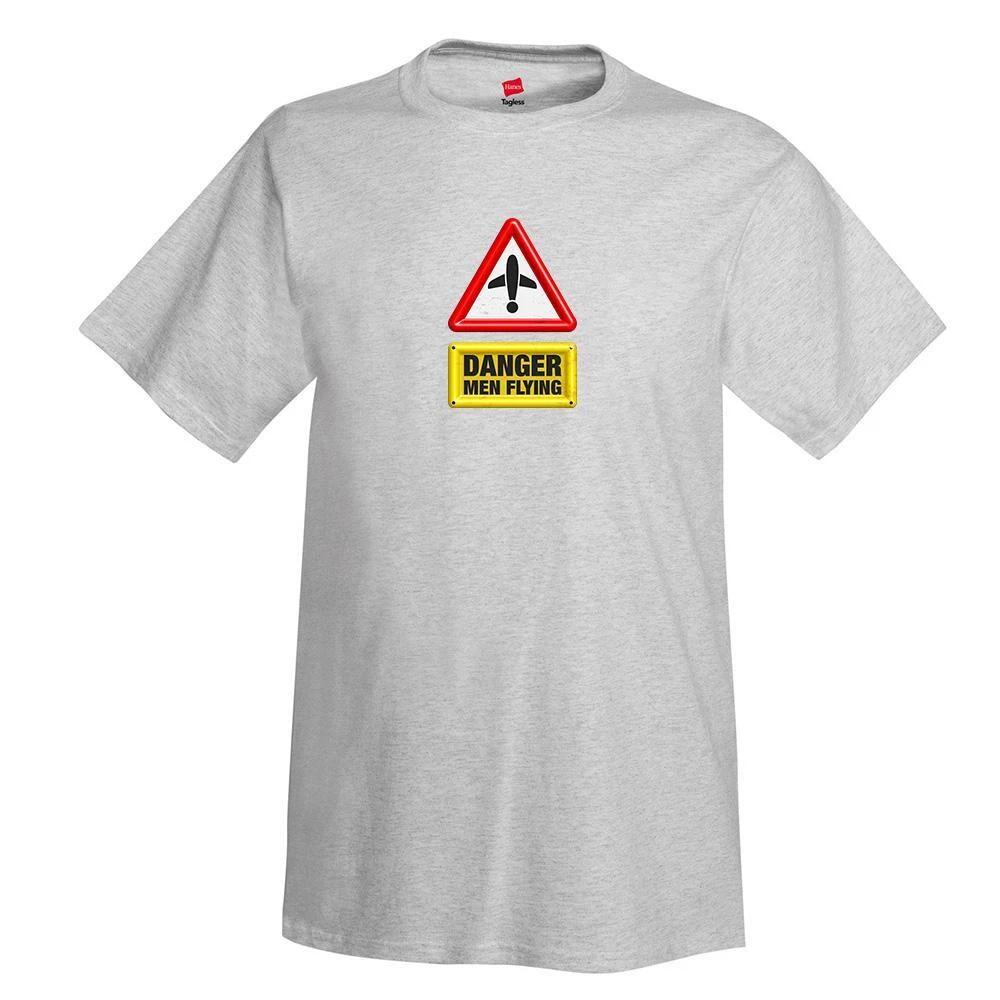 Danger Men Flying Airplane Aviation T-Shirt L
