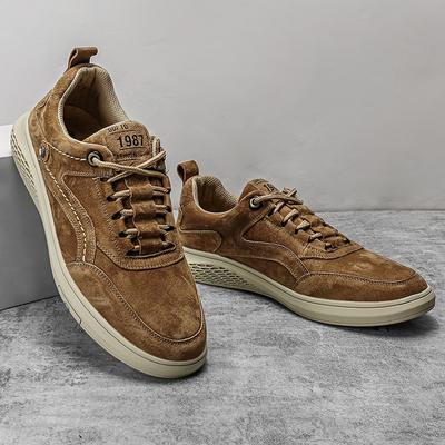 Men's Genuine Leather Shoess Lace Up Flat Shoes