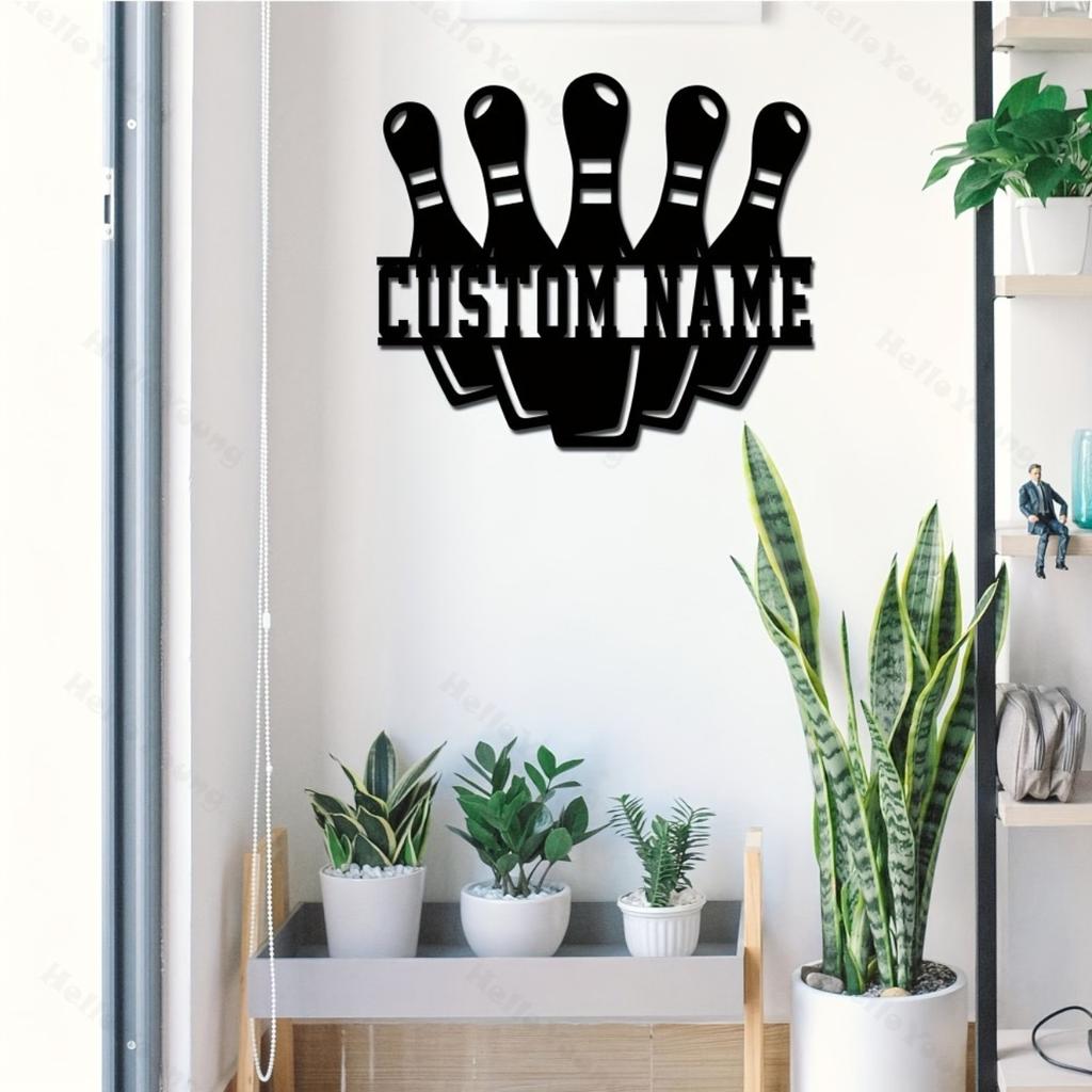 Customizable Metal Wall Art Bowling Family Name Sign Personalized Fairy Tale Silhouette Home Garden Decor Hot Sale