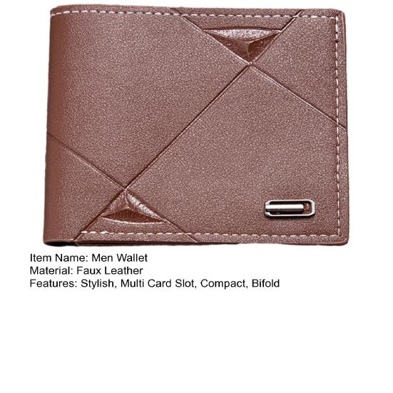 Men Bifold Wallet Slim Faux Leather Card Short Card Wallet Holder Pocket Wallet