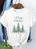 (Asian Size) lovely letter cute Short Sleeve T-shirts Merry Christmas Fashion Women's Top O-neck T Shirt Print Casual New Year Clothing Graphic Tee