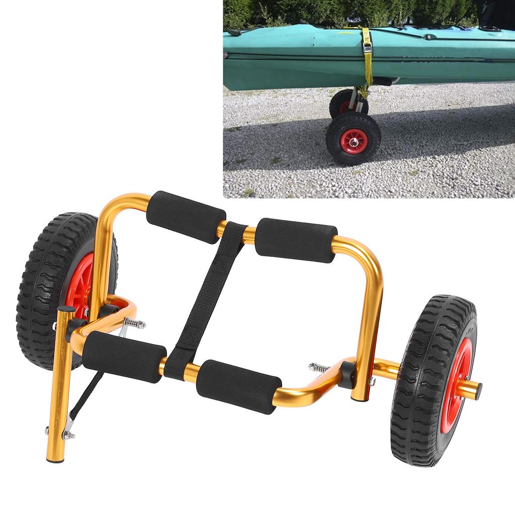 Canoe Carrier Dolly With 10in Solid Tires Adjustable Foldable Aluminum Universal Fit for Kayaking Sm
