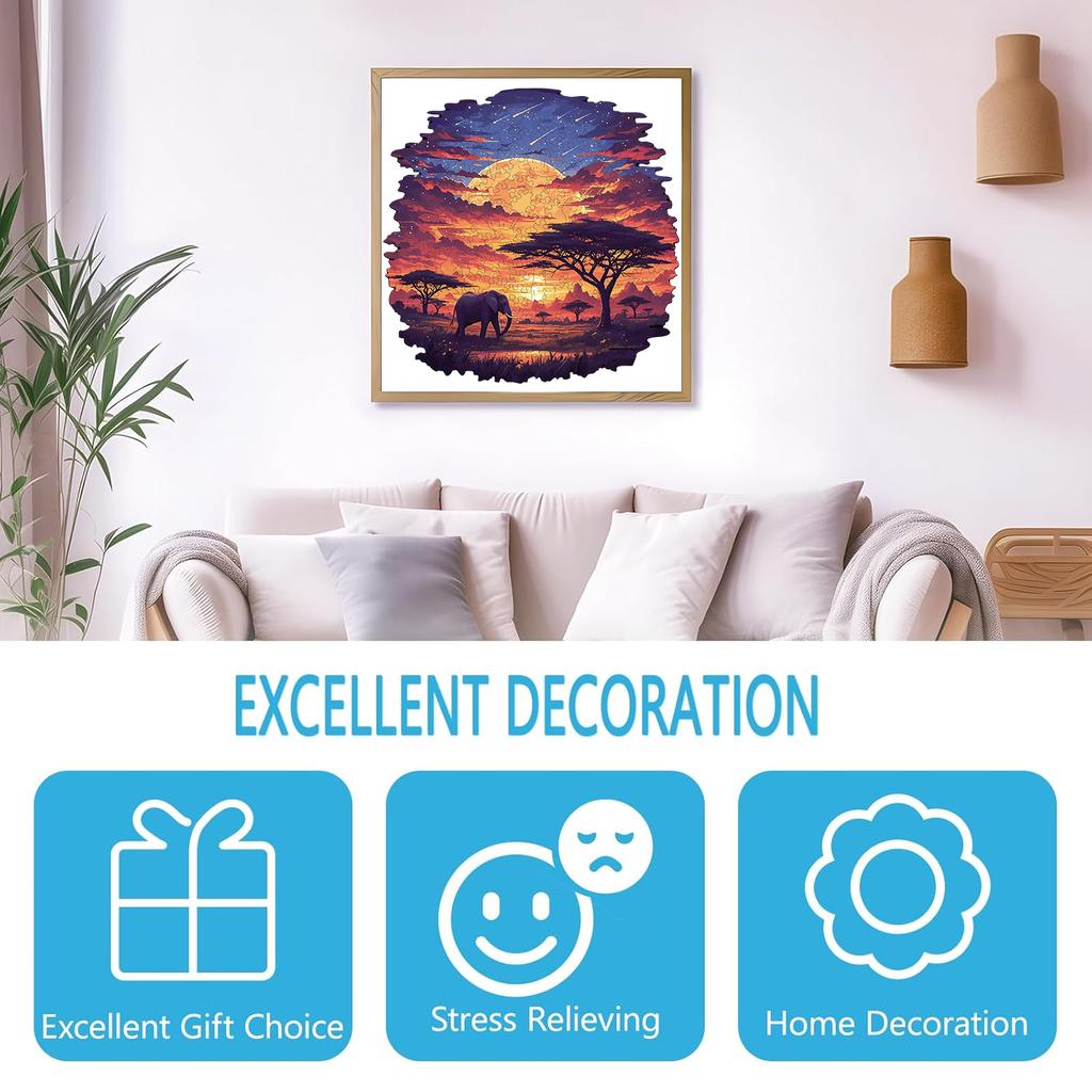 Sunset scenery on the grassland Wooden Puzzle, High Difficulty Toys Puzzle, Concentration Training For Adults