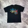 T-Shirt Icona Stussy Vintage Y2K Anni 00 Surfer Nero Logo Colorato L T-Shirt Unisex