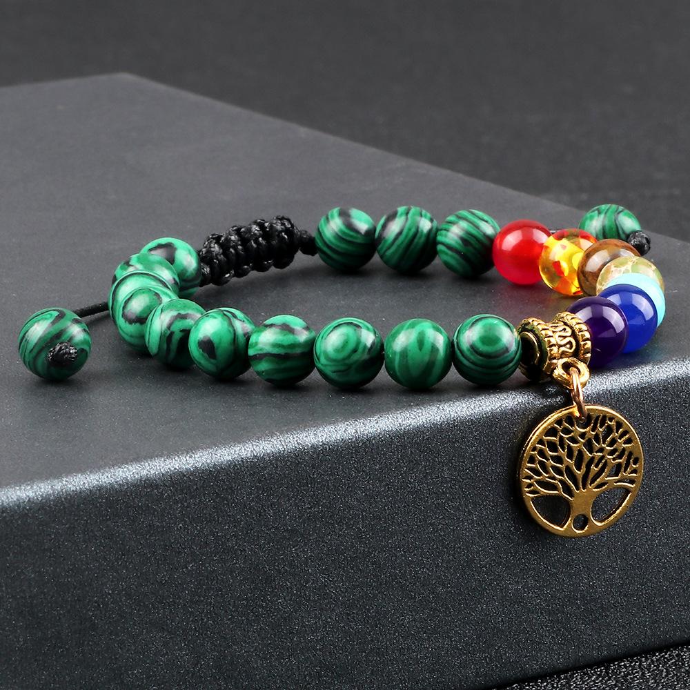 Tree of Life Pendant Woven Bracelet with Tiger Eye Matte Stone Beads - European & American Fashion