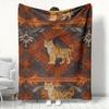 Koc flanelowy w tygrysi wzór boho, vintage, plemienny nadruk, narzuta, miękki, przytulny, dla miłośnika dzikiej przyrody, wystrój domu, ciepły, na sofę, kanapę, prezent
