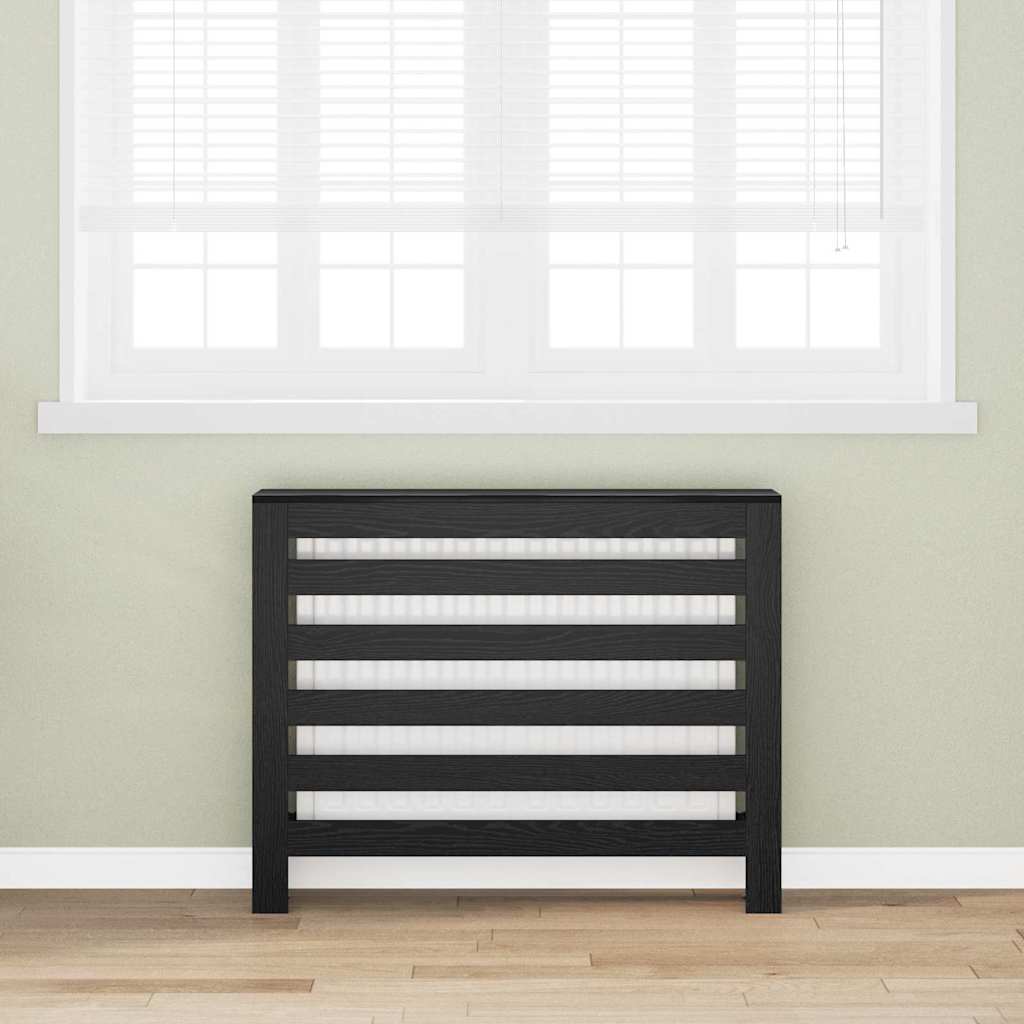 Radiator Cover Black Oak Effect 104 X 20 X 82 Cm