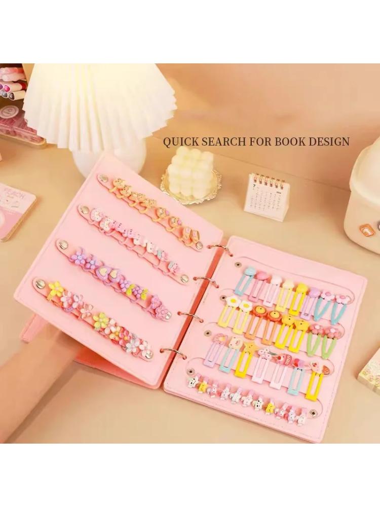 Cute Hair Accessory Storage Book for Kids, Hair Clips and Headbands Display Folder, Foldable Convenient Hairband Organizer Bag