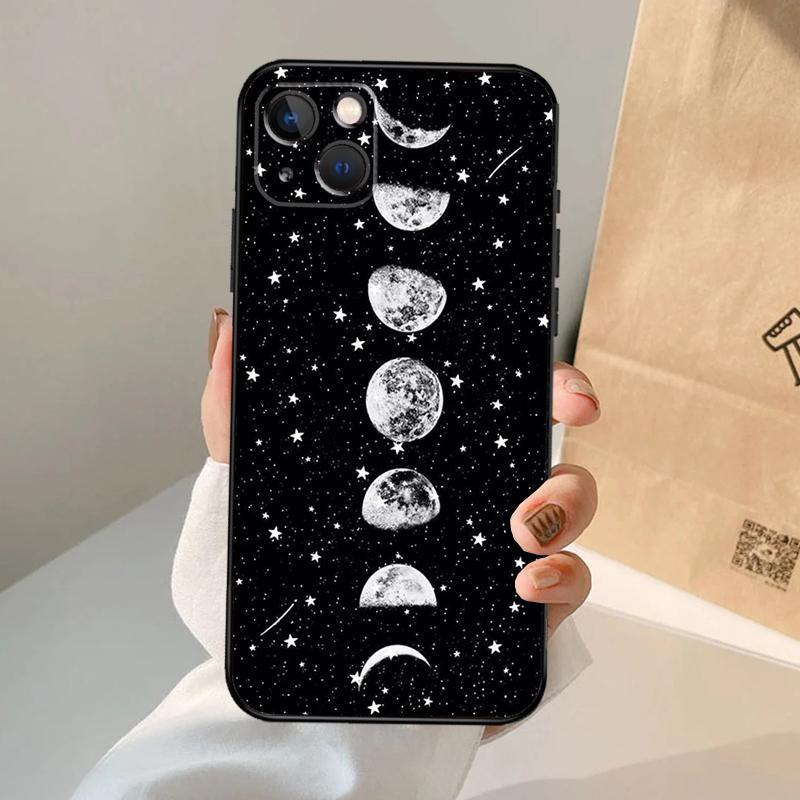 Moon Stars Space Phone Case For iPhone 17 Air 16 15 14 13 12 11 Pro Max 12 13 mini 15 16 Plus 16e Cover Coque