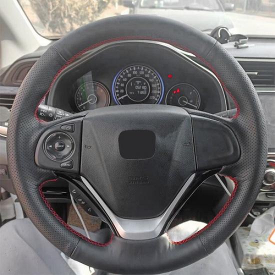 B+Red For Honda CR-V CRV 2012 2013 2014 2015 2016 Steering Wheel Leather Cover