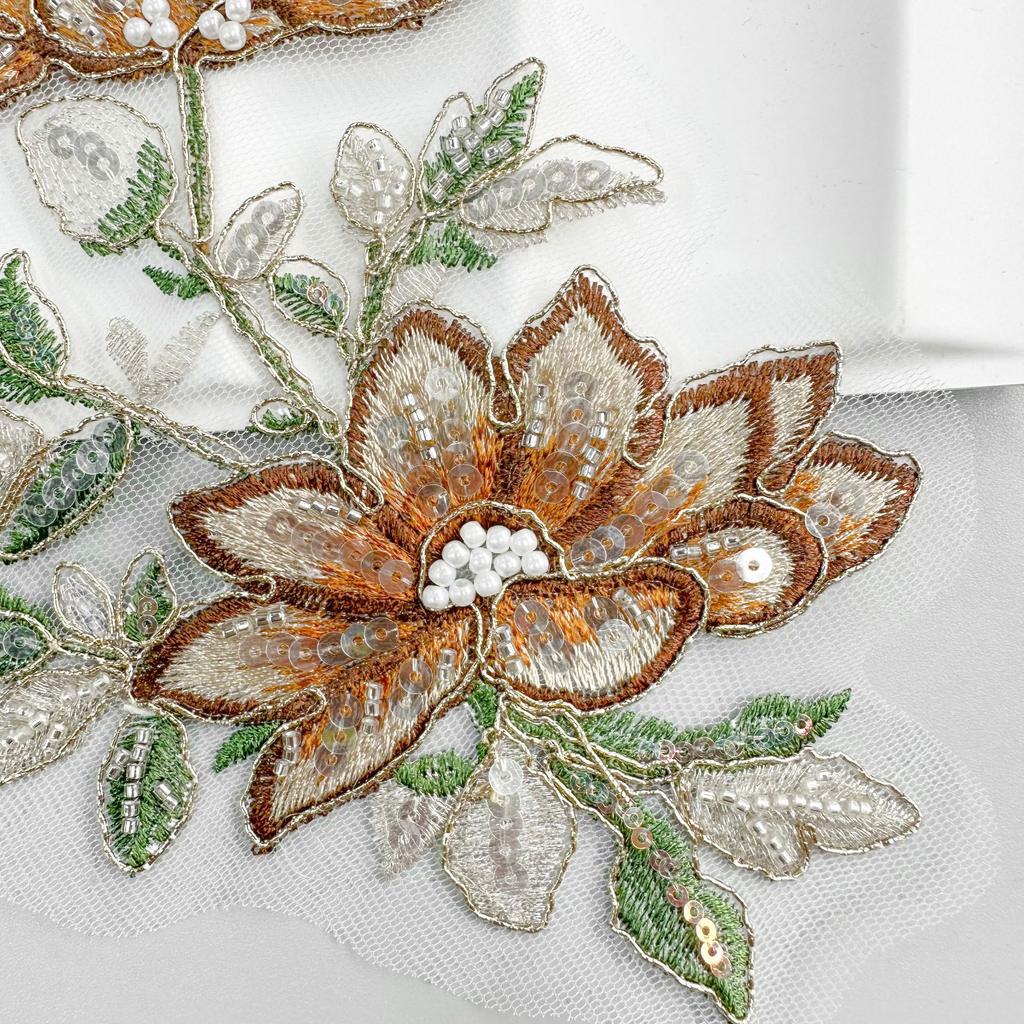 Embroidery Applique Multi-Color Three-Dimensional Flower Bead Sequined Cloth Sticker Clothing Top Skirt Luggage Cloth Sticker Accessories