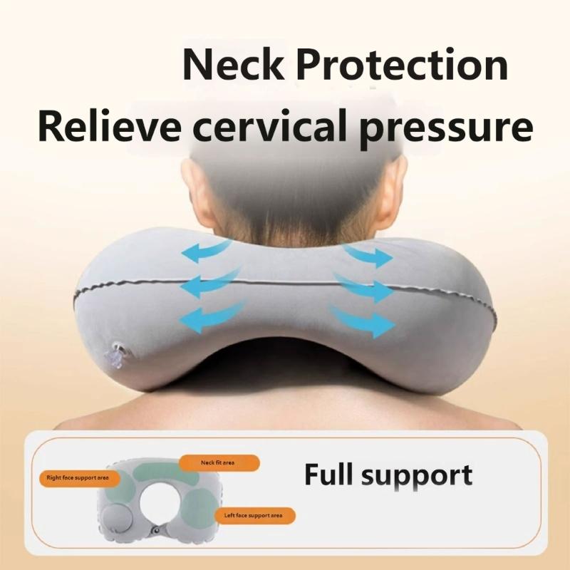 Ergonomic Travel Neck Pillow Inflatable Rapid Air Inflation Technology Foldable for Long Journey Workplace Rest