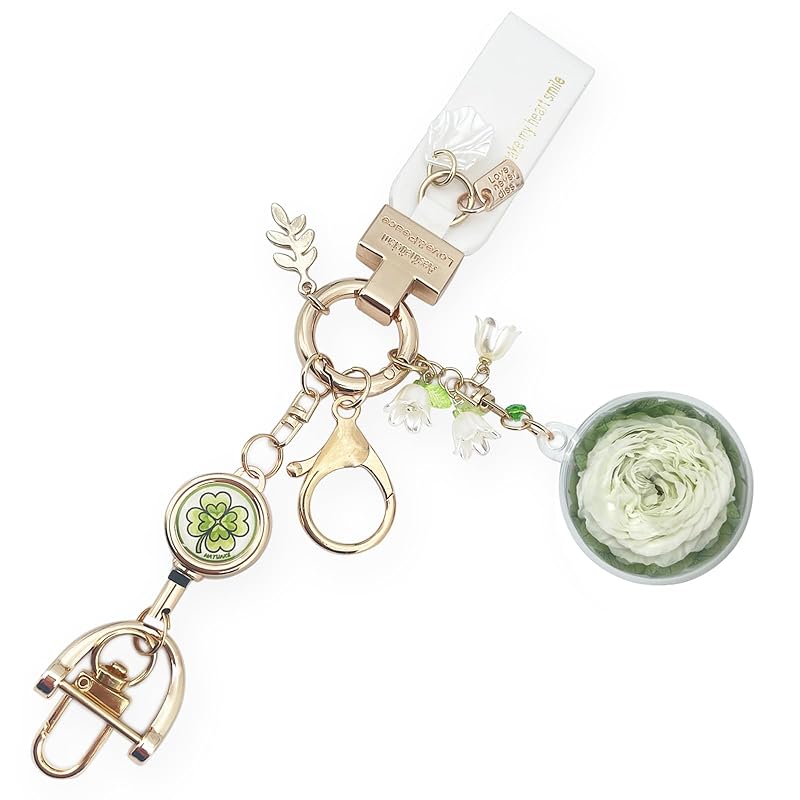 

[NATUAKE] preserved flowers key ring cute birthday present woman Popularity bag charm Fashionable gift rose leather key ring ladies she mother gift