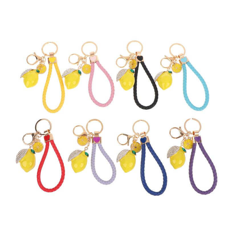 Porte-clés Motif Citron Mignon Incrustation de Strass Brillants Pendentif de Sac à la Mode Porte-clés Durable pour Filles Usage Quotidien Petit Cadeau