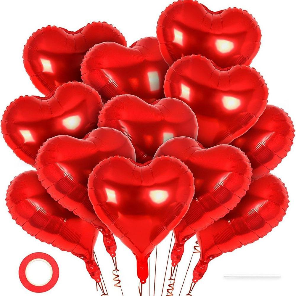 12Pcs Inflatable Heart Foil Balloons 18 Inch Valentine's Day Balloon  Birthday Party