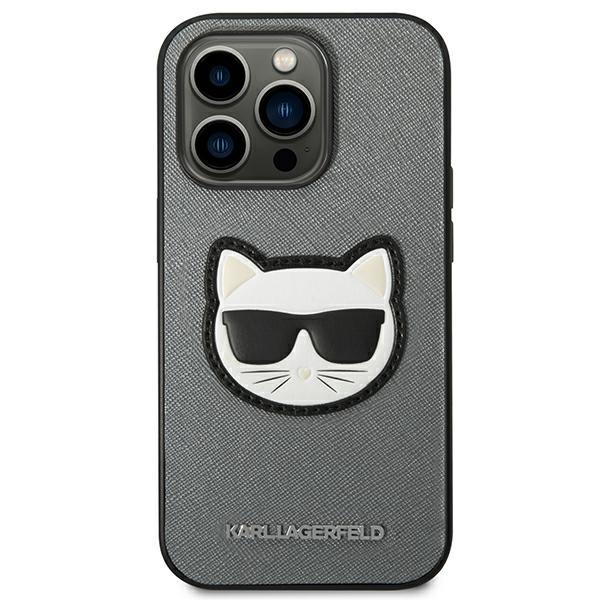 Karl Lagerfeld KLHCP14LSAPCHG iPhone 14 Pro 6.1" Hardcase Silver/silver Saffiano Choupette Head Patch