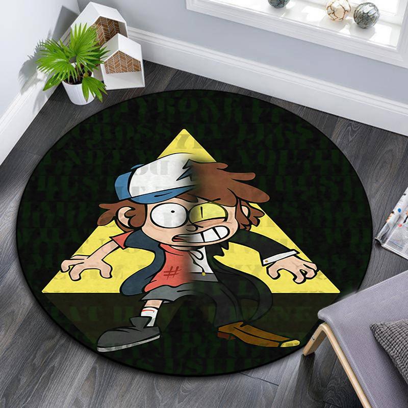 Dipper Pines pattern round rug,Carpet Rug for Living Room Bedroom Playroom ,Non-slip Floor Mat,Holiday Gifts and Birthday Gifts.
