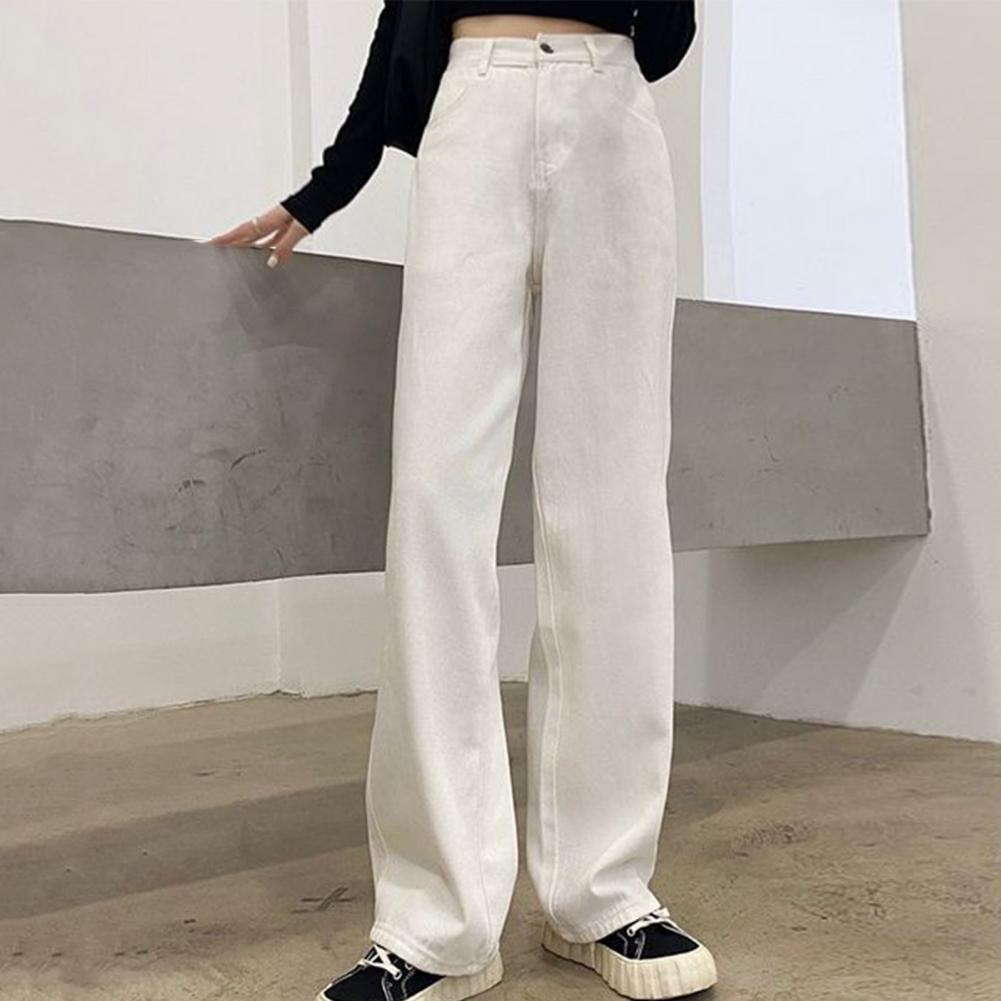 Straight Wide Leg Long Trousers High Waist Wide Leg Denim Pants for Women Streetwear Jeans with Pockets Vintage for Autumn