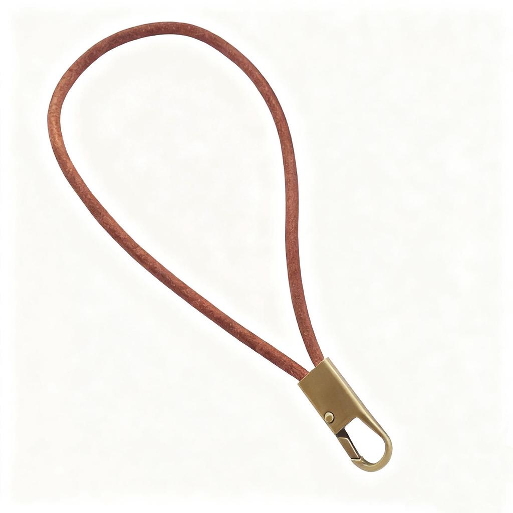 Vintage Cowhide Rope Keychain: Durable Anti-Lost Phone & ID Neck Lanyard with Spring Ring.
