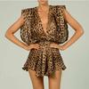 Leopard Print Silk Dress Women Sexy Deep -Neck Backless Beach Dresses Summer Sleeveless Chiffon Holiday Party Dress