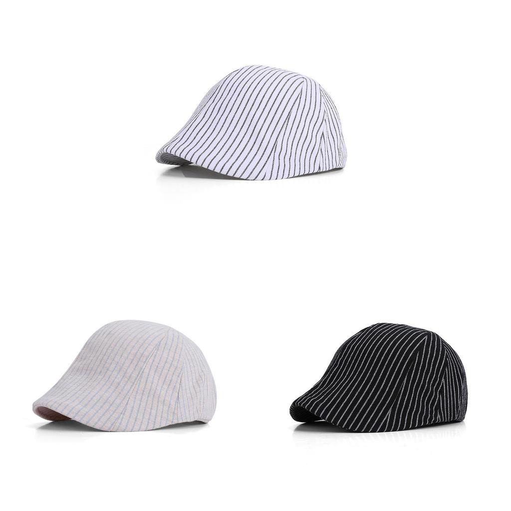 Sun Protection Cotton Striped Beret Hat For Women Spring And Summer Outdoor Casual Fashion