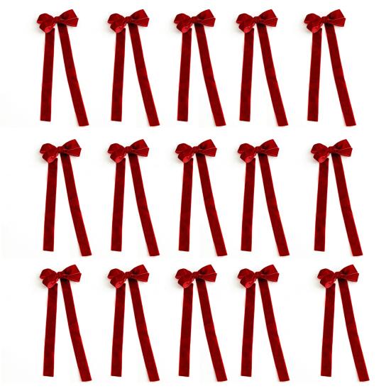 Vintage Velvet Ribbon Bows Christmas Tree Decoration 4" x 10" Rustic Bow Christmas Ornament for Tree Party Front Door Wreath Garland Holiday Decor