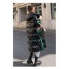 Winter Warm Thick Long Hooded Puffer Jacket Waterproof Shiny Loose Fit Color Block Coat