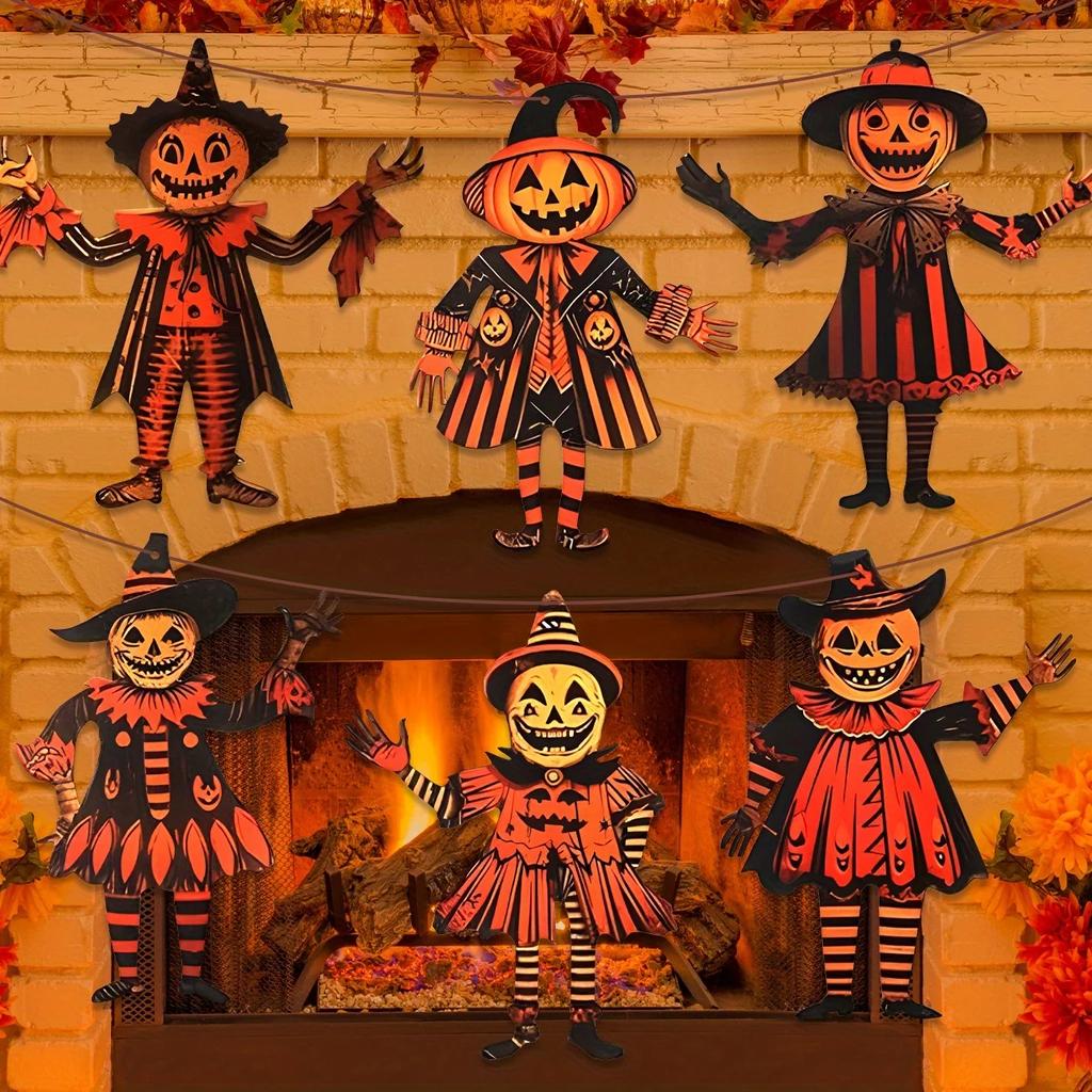 Vintage Halloween Decor Wood Party Wall Decoration Halloween Bunting Decoration Colorful Wood Hanging Banner For Event Decor