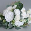 12“ Bouquet a Cascata Bouquet da Sposa per Sposa Rosa Bianca Orchidea Fiori Artificiali Bouquet da Sposa per Inverno Estate