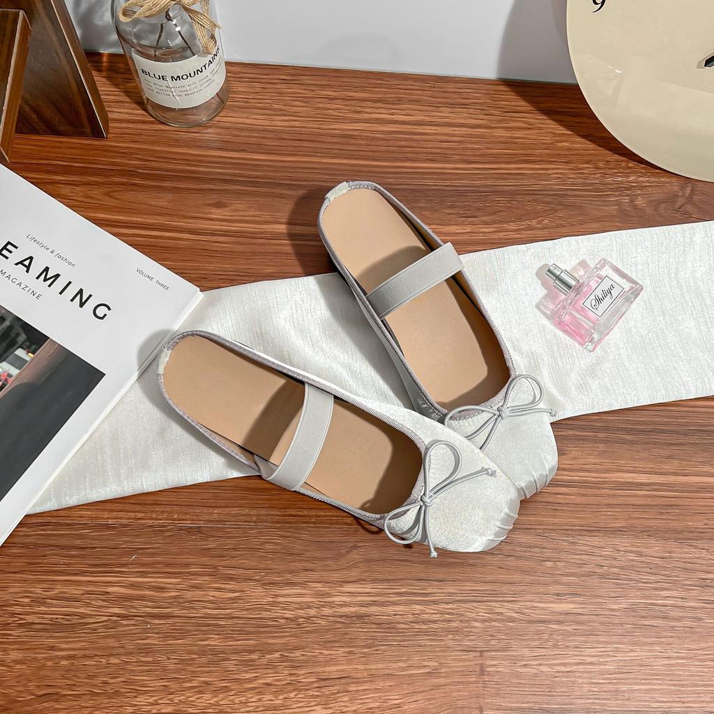 Traubenmutter Sommer neue Tasche Kopf coole Hausschuhe Damen Schleife Ein-Wort-Gürtel Innenhöhenerhöhung dicksohlige Muleschuhe 2025 Sommer