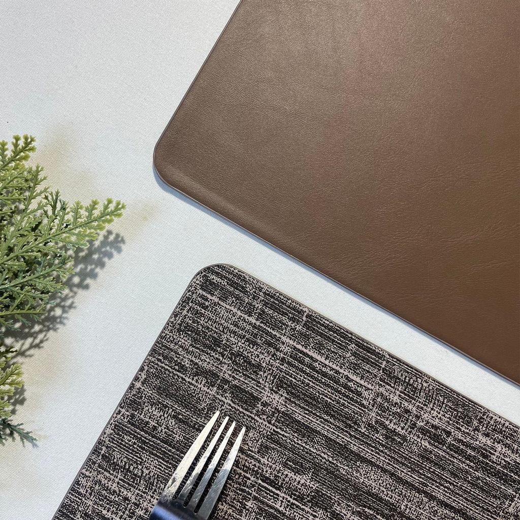 Nordic Faux Wood Grain Leather Heat-Resistant Dining Mat for Home, Hotel, or Restaurant.