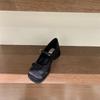 Wow~ Beautiful! 2025 Spring and Autumn Sweet Bow Square Head Thick Heel Mary Jane Shoes Gentle Style Satin Single Shoes
