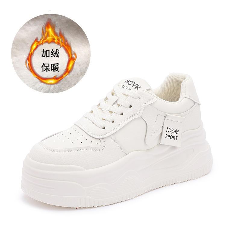 Winter sports shoes women's shoes autumn women's inner height increase thick sole shallow mouth white shoes women's velvet casual shoes