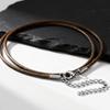 2mm Black Brown Leather Cord Chain Necklace for Men,Waterproof Stainless Steel Adjustable Clasp Waxed Cord Collars Gift