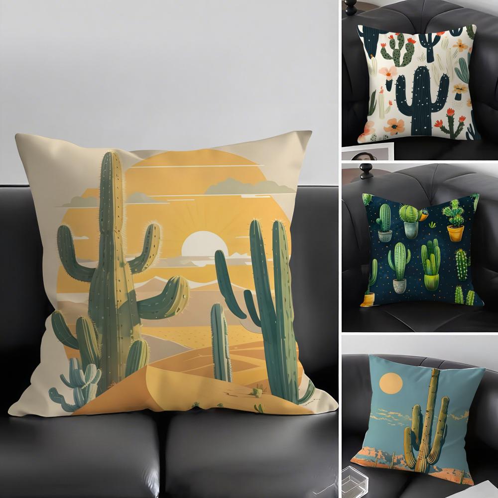 Cactus Fashion Cushion Cover Pillowcase Ultra Soft Skin Friendly Fabric Cloud Like Comfort Concealed Zipper