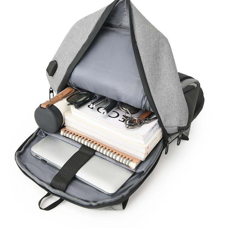 Casual backpack men's high-end sense large-capacity computer backpack simple business trip lightweight student schoolbag