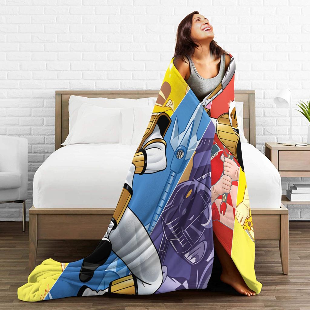 M-Mighty Morphin Blankets  Cartoon P-Power Rangers Super Soft Pattern Plush Throw Blanket For Bedroom Picnic Bedspread Bed Cover