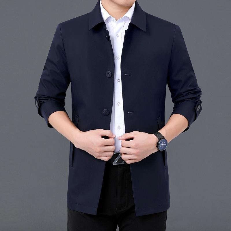 

Весенняя новая куртка мужская среднего возраста деловая повседневная однотонная куртка с лацканами для папы 195