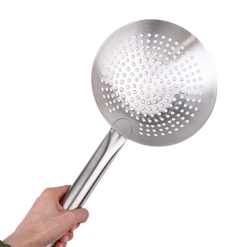 Thickened 304 Stainless Steel Noodles Spoon Colander With Long Handle Oil Skimmer Food Strainer Sieve Skimmer Scoop Kitchen Tool