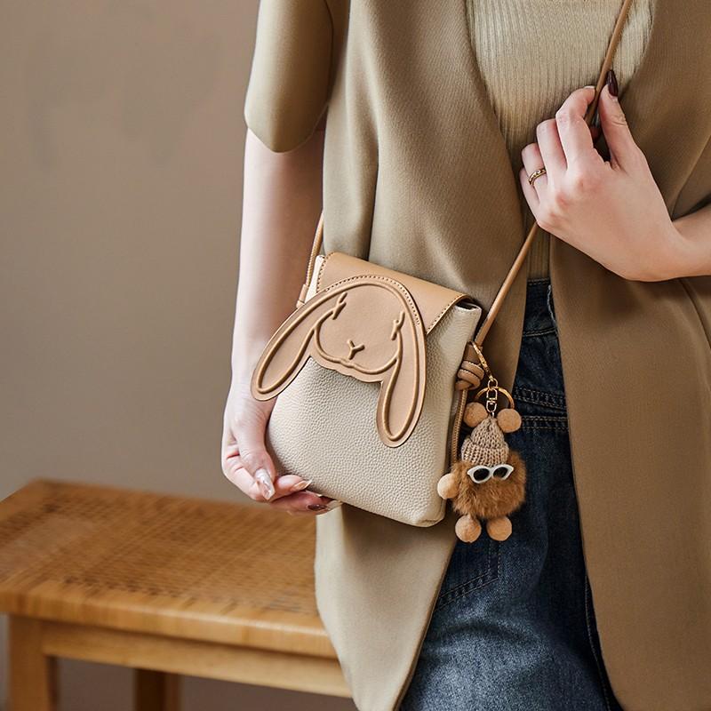 Skinn Dameveske, High-end Mobiltelefonveske, Crossbody Liten Veske, Mini Dame Liten Skulderveske, Enkel Skulder