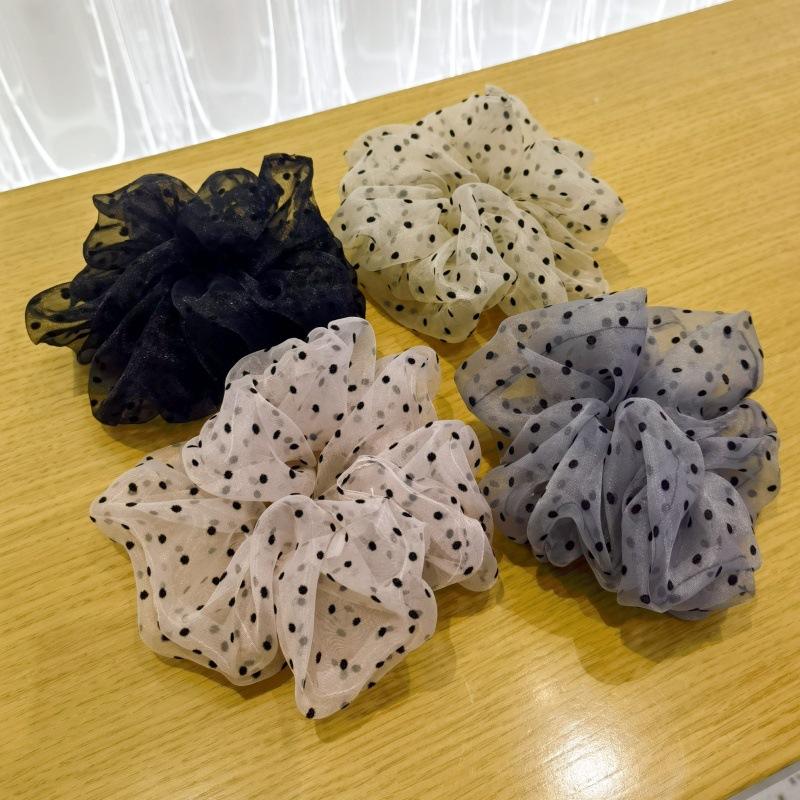 Akcesoria do włosów, Organza w kropki, Duży pierścień jelita grubego, Gumka do włosów.