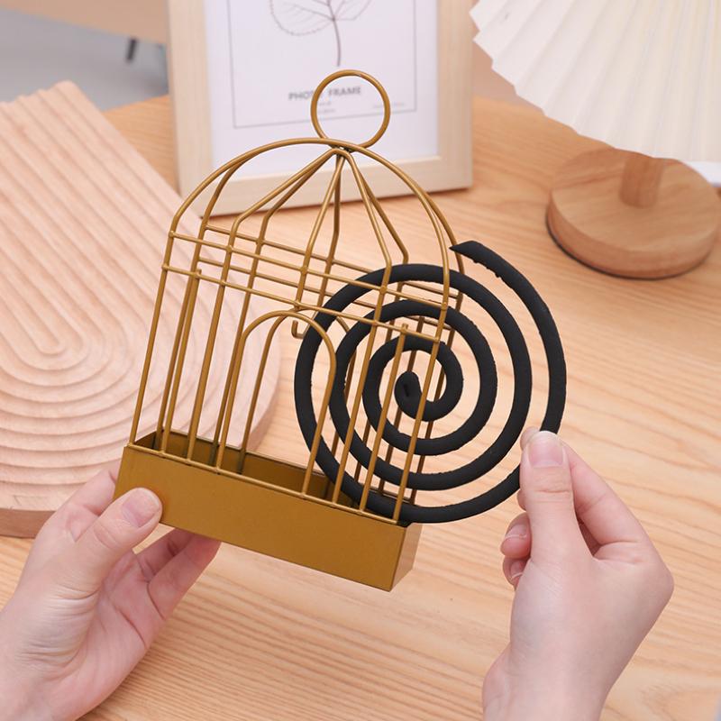Nordic Style Iron Art Birdcage Mosquito Coil Holder Incense Shelf Home Mosquito Repeller Holder Ornament